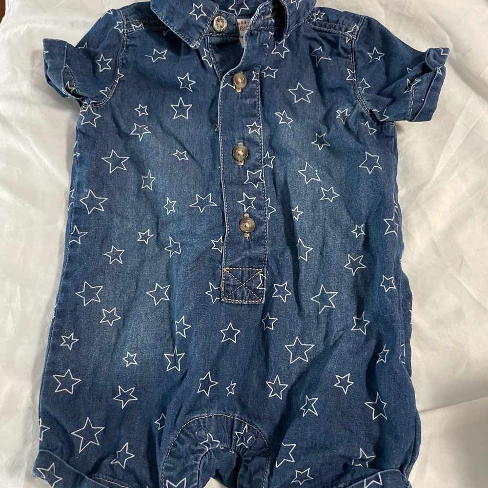 Cat & Jack Denim Star Romper 0-3M summer